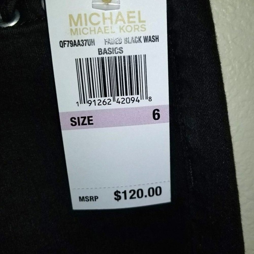⬇⬇⬇⬇⬇⬇  NWT Michael Kors 6 Black Skinny braided Jeans - Picture 6 of 8